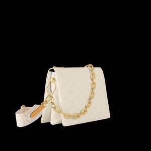 Louis Vuitton Cream Lambskin Embossed Monogram PM